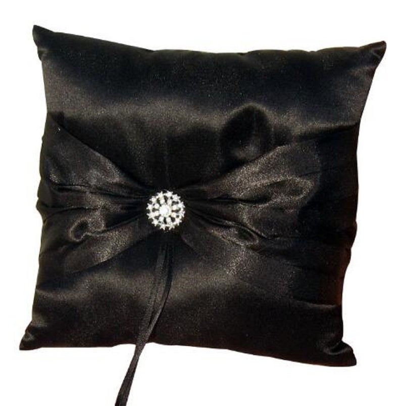 EBTOYS Wedding Ring Pillow Wedding Ring Cushion Ring Bearer Pillowï¼ŒBlackï¼Œ7.8 * 7.8 inch - Image 1